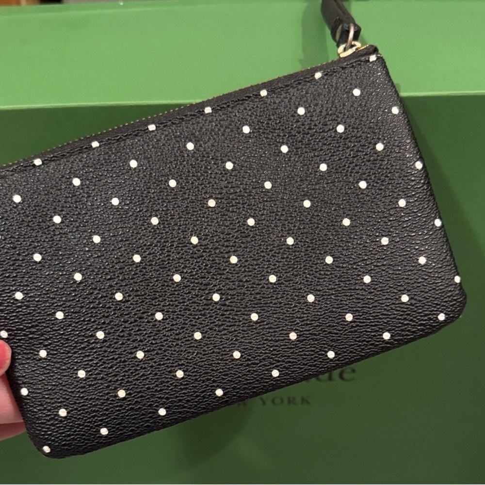Kate Spade Black and White Polka Dot Wristlet with Storybook Lining - Picture 9 of 9
